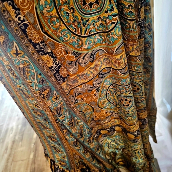 KARMA HIGHWAY Gold Teal Hi Lo Ruffle Hem Sangria Dress OS NEW - Picture 5 of 7